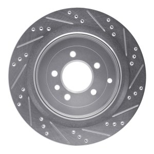 Land Rover Discovery Brake Rotor (1) - Rear Left - R1 Concepts - Drilled & Slotted - Silver - `05-`16
